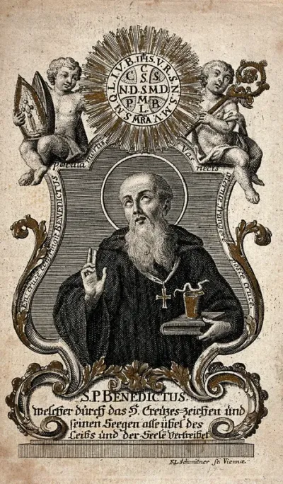 Saint Benedict. Engraving by F.L. Schmitner