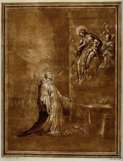 Saint Bernard of Clairvaux kneeling before the Virgin and Christ Child