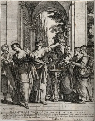Saint Bibiana. Etching by G.B. Mercati after P. da Cortona