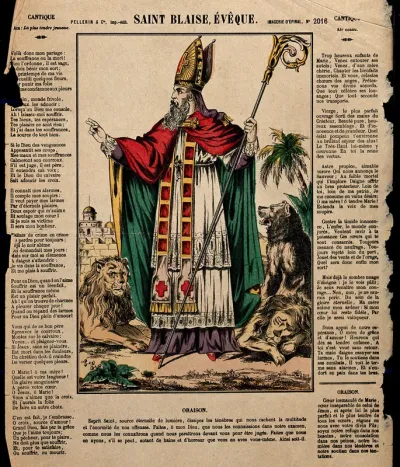 Saint Blaise. Coloured lithograph (?)