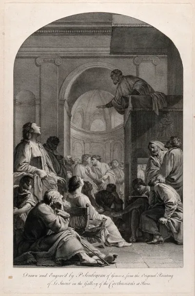 Saint Bruno: he listens to a lecture by Raymond Diocrès