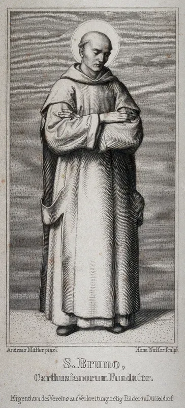 Saint Bruno. Steel engraving by H. Nüsser after A. Müller