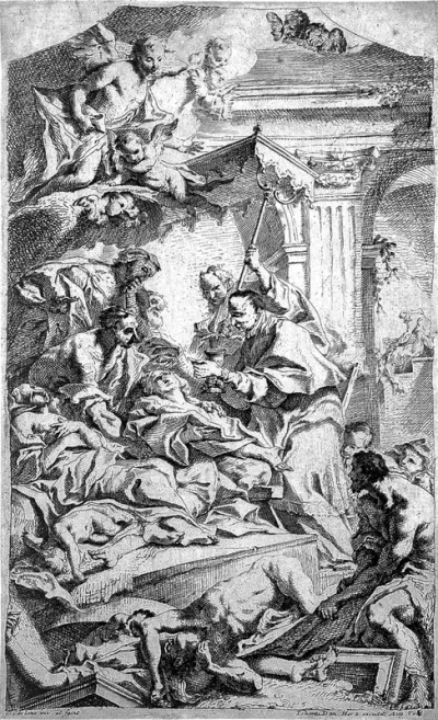 Saint Carlo Borromeo administering communion to plague victims