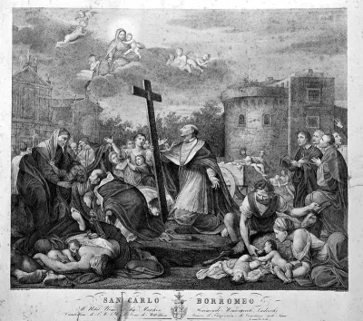 Saint Carlo Borromeo praying to the Virgin on behalf of victims of the plague in Milan, 1576