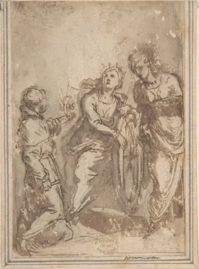 Saint Catherine Flanked by a Male and a Female Saint