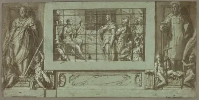 Saint Catherine in Prison Converting the Empress Faustina to Christianity, Flanked by Saints Saturnius and Simon