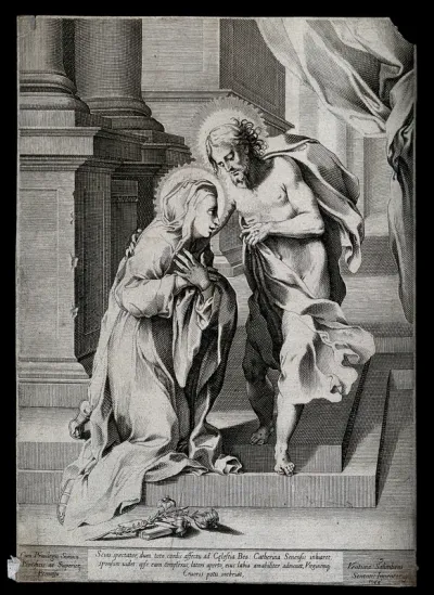 Saint Catherine of Siena: Christ invites her to kiss the wound in his side and drink his blood