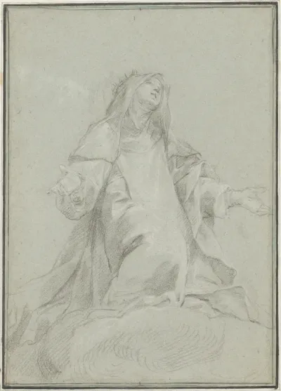 Saint Catherine of Siena on a Cloud