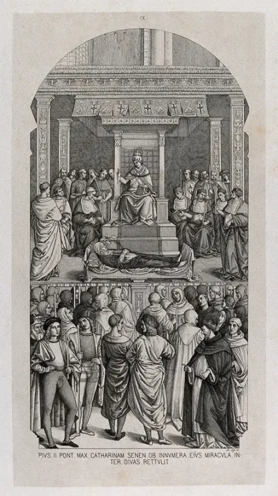 Saint Catherine of Siena: she is canonised by Pope Pius II