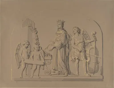 Saint Cecilia at the Organ, Flanked by Angels Making Music