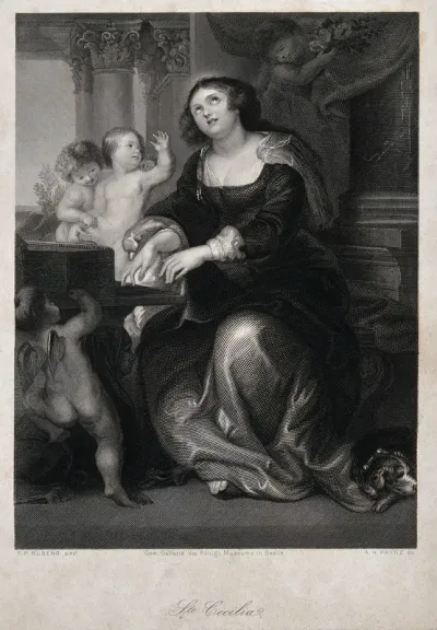 Saint Cecilia. Engraving A.H. Payne after Sir P.P. Rubens