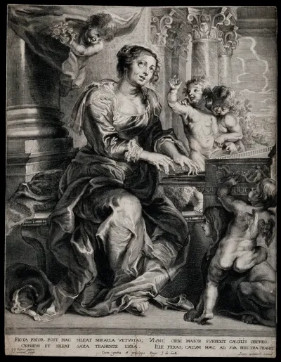 Saint Cecilia. Engraving by J. Witdoeck after Sir P.P. Rubens