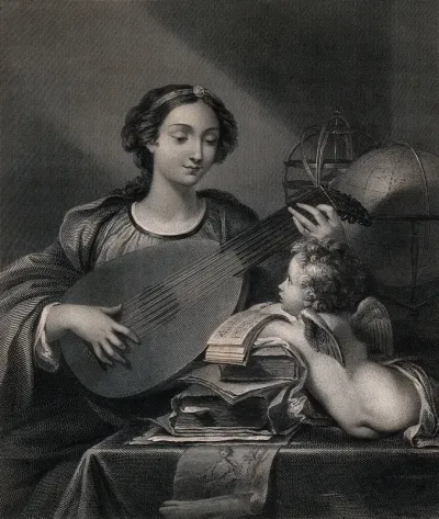 Saint Cecilia. Engraving by L. Stocks after D. Zampieri, il Domenichino