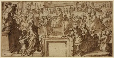 Saint Charles Borromeo Entering the Town of Pavia: Design for a Wall Decoration