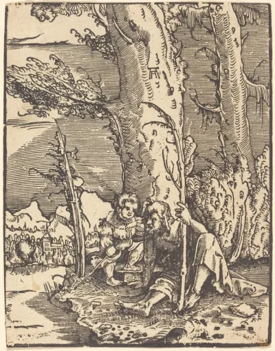 Saint Christopher Seated by a River Bank