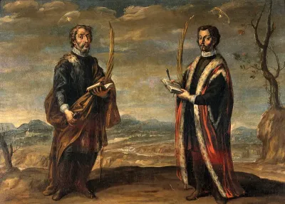Saint Cosmas and Saint Damian in a landscape
