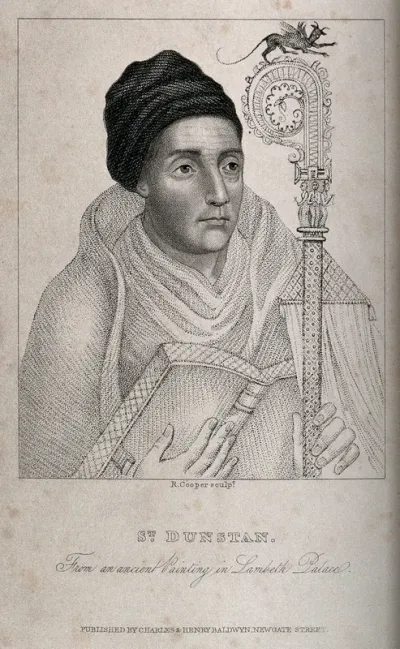 Saint Dunstan. Stipple engraving by R. Cooper