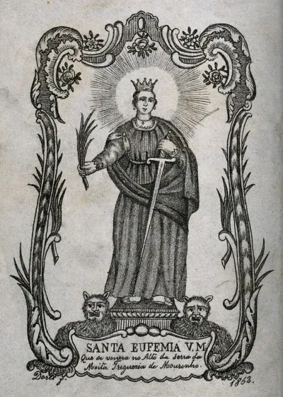 Saint Euphemia. Lithograph by Dor.., 1862