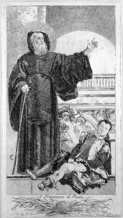 Saint Francis de Paul (San Francesco da Paola) healing a young man with an ulcered leg