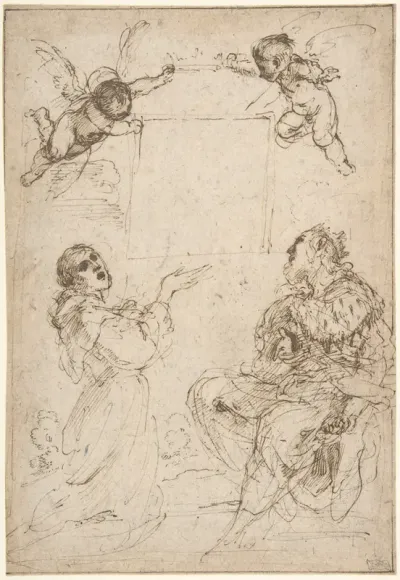 Saint Francis of Assisi and Saint Louis of France Venerating an Image of the Virgin