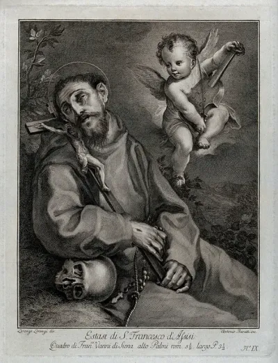 Saint Francis of Assisi having a vision of an angel playing the violin