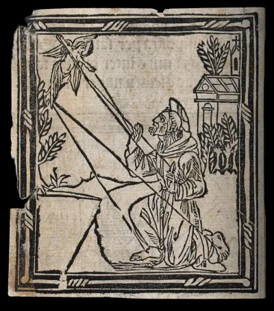 Saint Francis of Assisi receiving the stigmata of Christ from the seraph