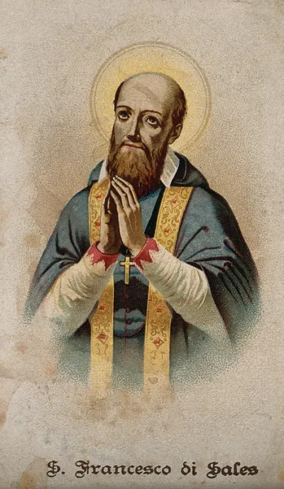 Saint Francis of Sales praying; head and shoulders