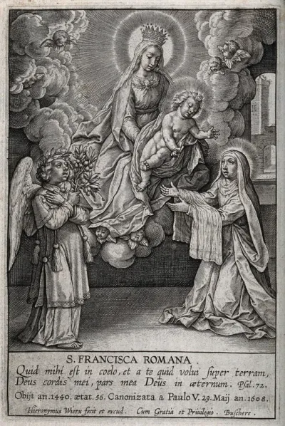 Saint Francisca Romana presented by the Virgin with the infant Christ