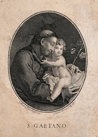 Saint Gaetano holding the infant Christ