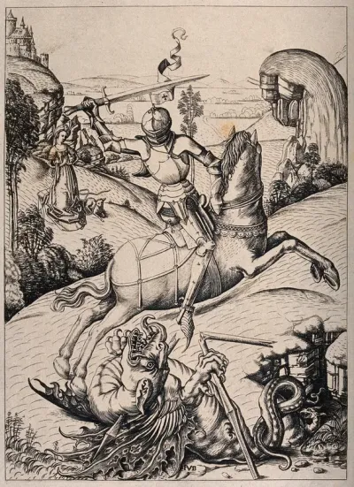 Saint George. Engraving after Master F.V.B