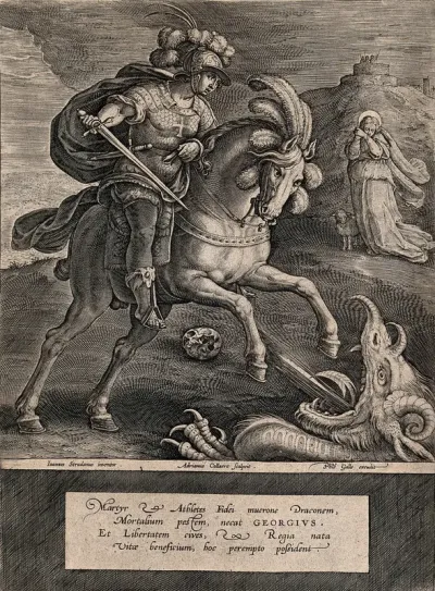 Saint George. Engraving by A. Collaert after J. Stradanus (Van der Straet), ca. 1600