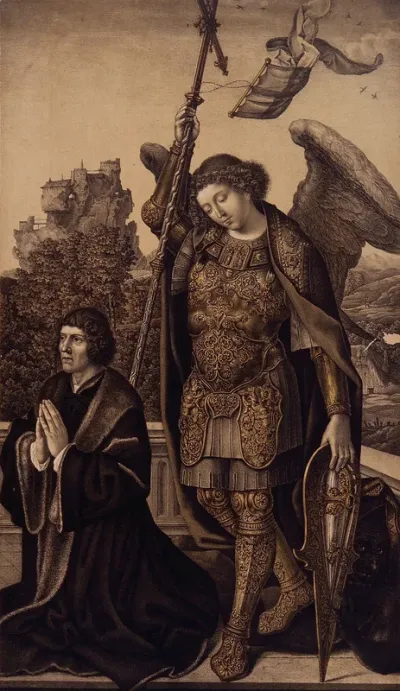 Saint George. Lithograph by N.J. Strixner after J. Gossaert (Mabuse), 1821