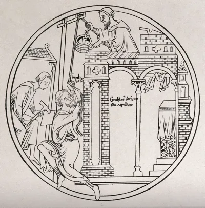 Saint Guthlac building a chapel at Croyland