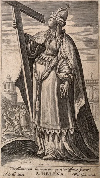 Saint Helen. Line engraving by P. Galle after M. de Vos