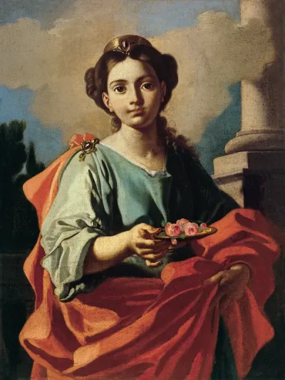 Saint Holding a Platter with Roses