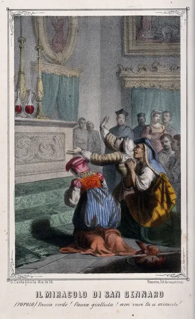 Saint Januarius: worshippers demand that his blood be turned green or yellow as a miracle