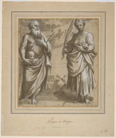 Saint Jerome and Saint Catherine of Alexandria Standing in a Landscape