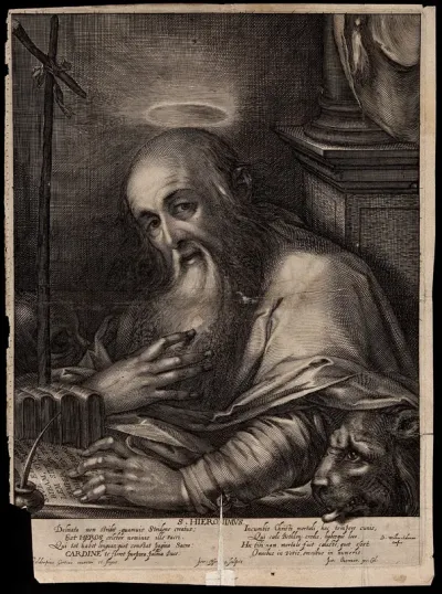 Saint Jerome. Engraving after G. Geldorp