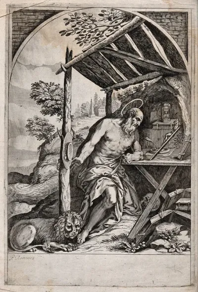 Saint Jerome. Engraving after P. Veronese (?)