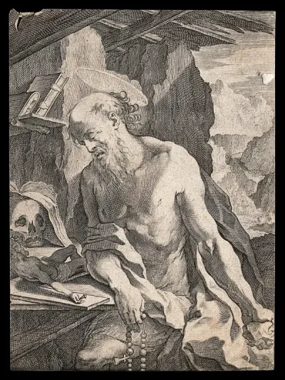 Saint Jerome. Engraving after V. Salimbeni