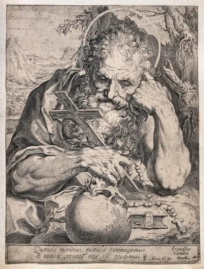 Saint Jerome. Engraving by Agostino Carracci, ca. 1595, after F. Vanni