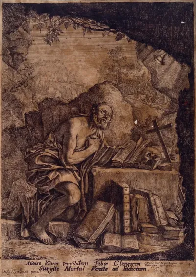 Saint Jerome. Engraving by F. de La Mare-Richard after L. de La Hyre