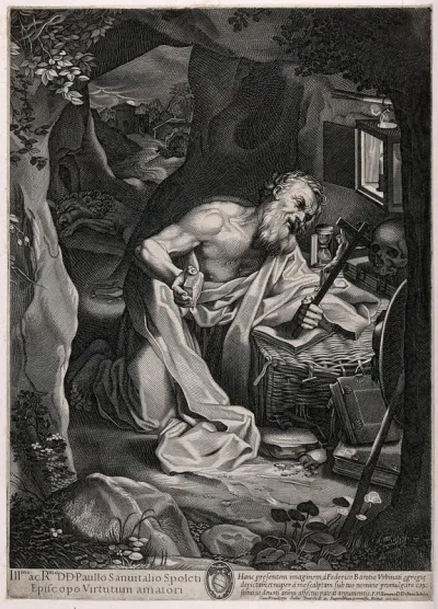 Saint Jerome. Engraving by F. Villamena, 1600, after F. Barocci
