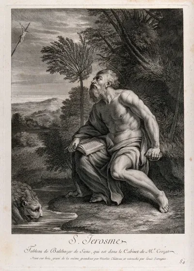 Saint Jerome. Engraving by N. Château and L. Surugue after B. Peruzzi