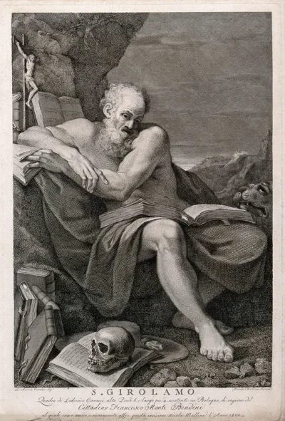 Saint Jerome. Engraving by N. Mellini, 1800, after L. Carracci