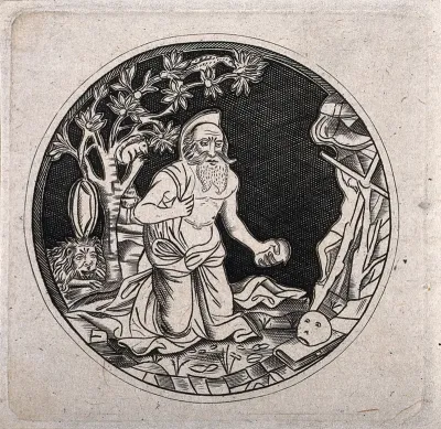 Saint Jerome. Engraving by W.Y. Ottley, 1828
