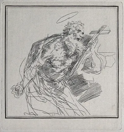 Saint Jerome. Etching attributed to G. Canale after G. Reni