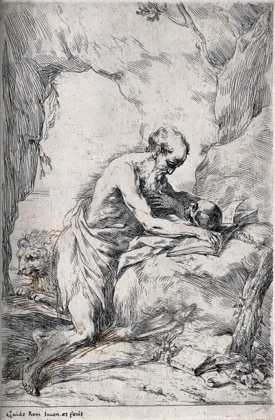 Saint Jerome. Etching by B. Biscaino