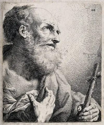 Saint Jerome. Etching by B. Bossi, 1755