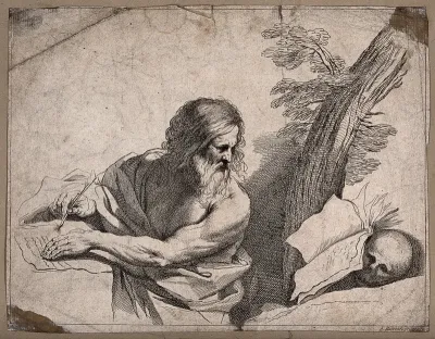 Saint Jerome. Etching by F. Bartolozzi after G.F. Barbieri, il Guercino